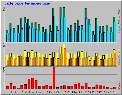 Daily usage for August 2020