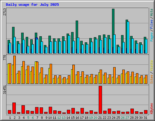 Daily usage for July 2025