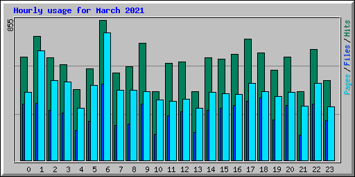 Hourly usage for March 2021